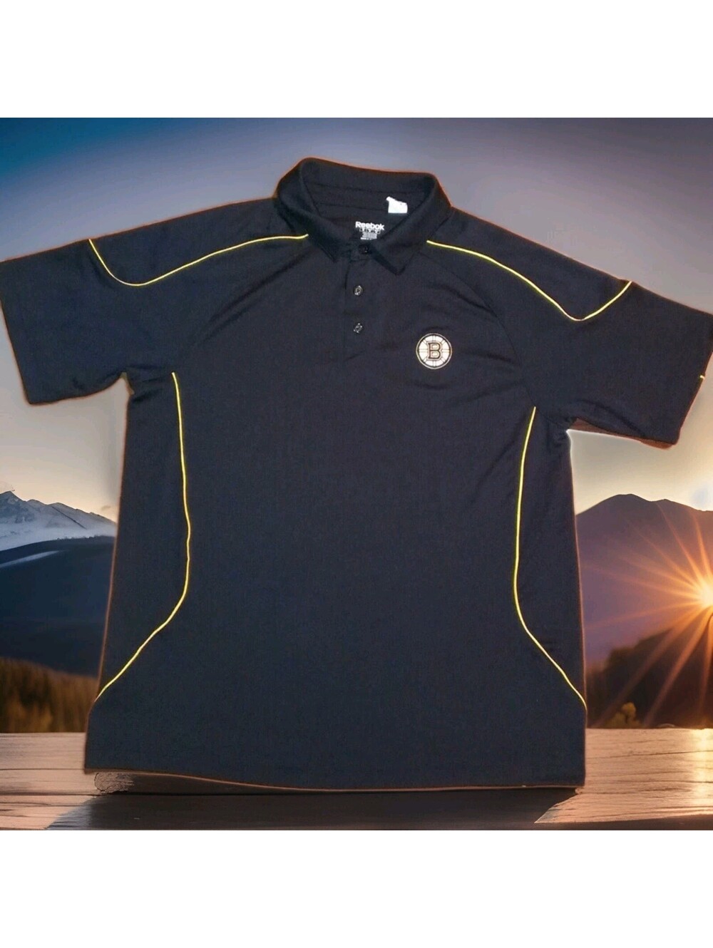 Boston Bruins Reebok Center Ice Performance Polo Shirt Mens Medium NHL Hockey